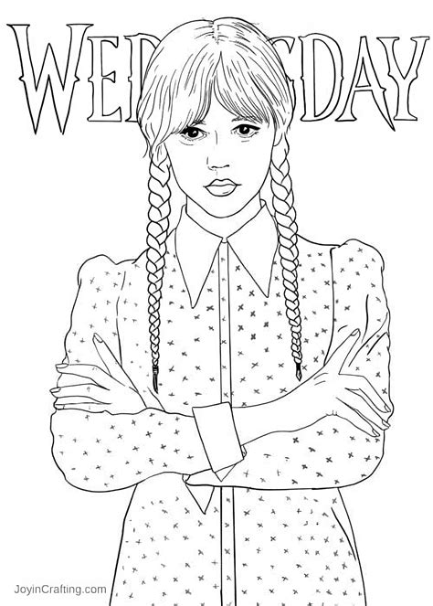 wednesday addams ausmalbilder|Wednesday Coloring Pages (Free PDF Printables)